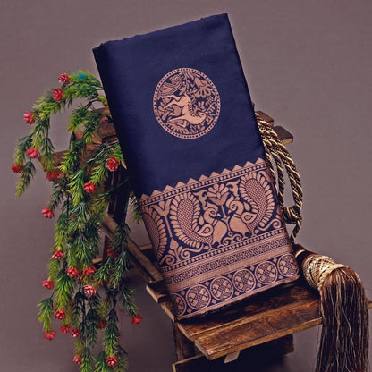 Luxurious Soft Lichi Silk Saree with Traditional Zari Art