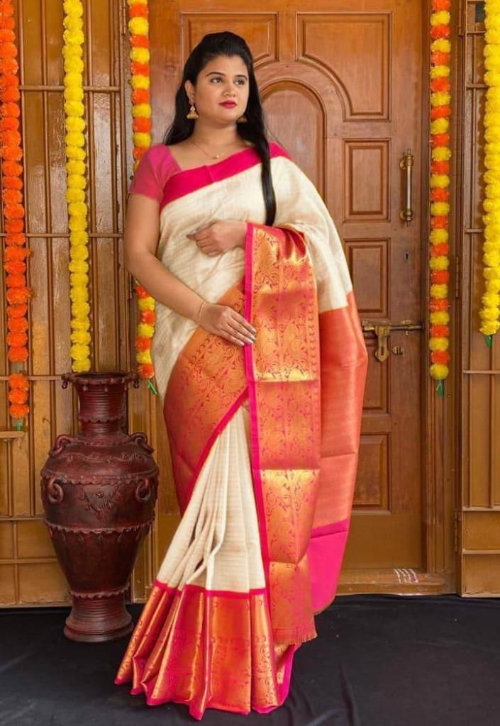 Affordable Festive Wear Lichi Silk Saree with Exclusive ZariPink