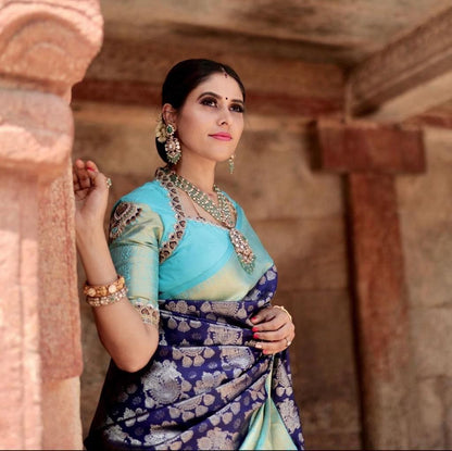 Timeless Beauty Lichi Silk Saree with Elegant Zari Border