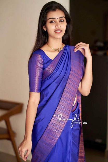 Stunning Ethnic Wear Lichi Silk Saree with Premium Zari Blue