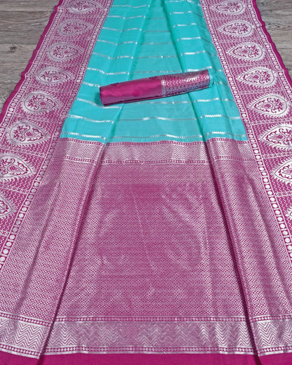 Luxury Silk Saree with Lichi Fabric &amp; Exquisite Zari Art
