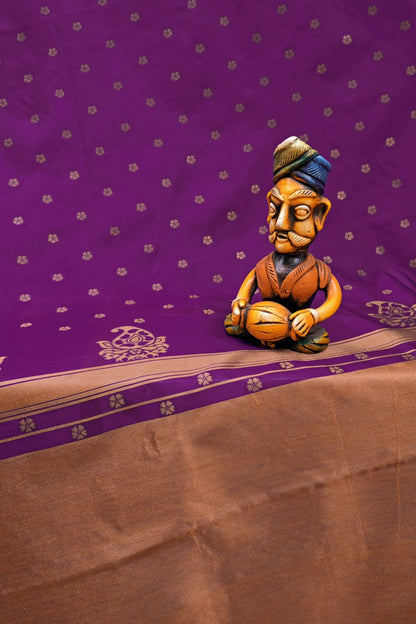 Elegant Saree with Rich Lichi Silk &amp; Designer Zari Work Wine