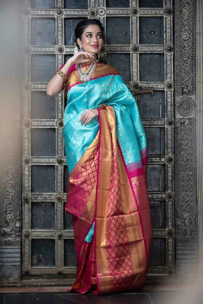 Graceful Lichi Silk Saree with All-Over Zari Weaving