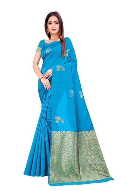 Traditional Ethnic Lichi Silk Saree with Zari Design
