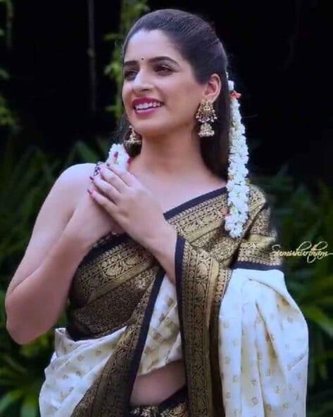 Elegance Cream White Soft Lichi Silk Saree With Classic Blouse Piece