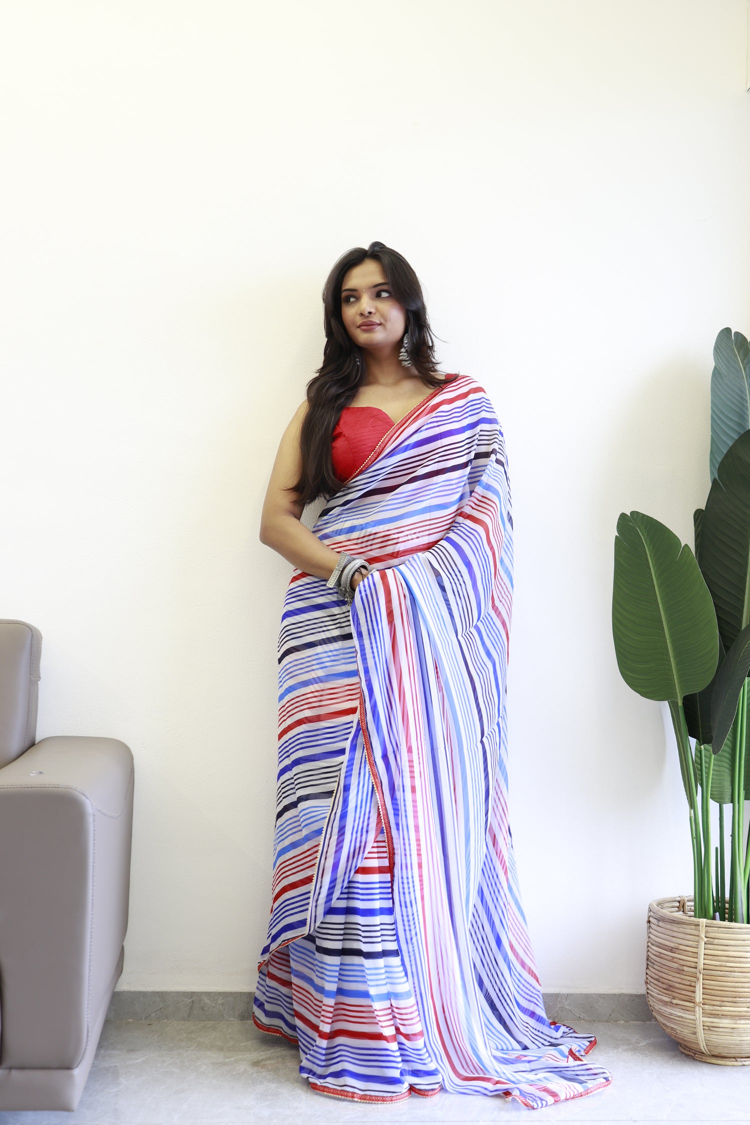 Trendy 1 Minute Ready to Wear Multi color Georgette Saree for Modern Women