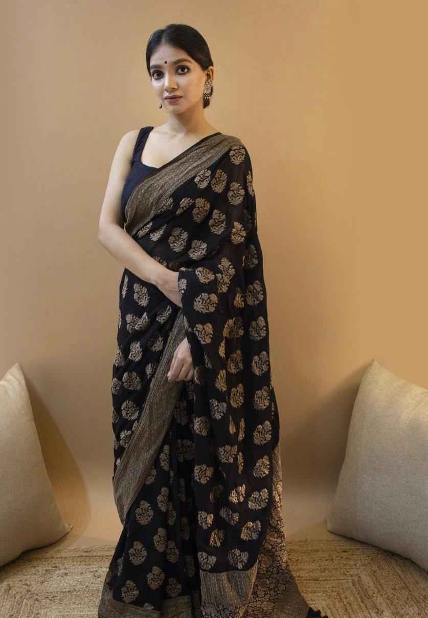 Bridal Lichi Silk Saree with Stunning Zari Embellishments