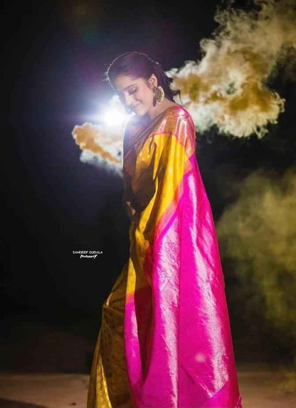 Handloom Lichi Silk Saree with Gorgeous Zari