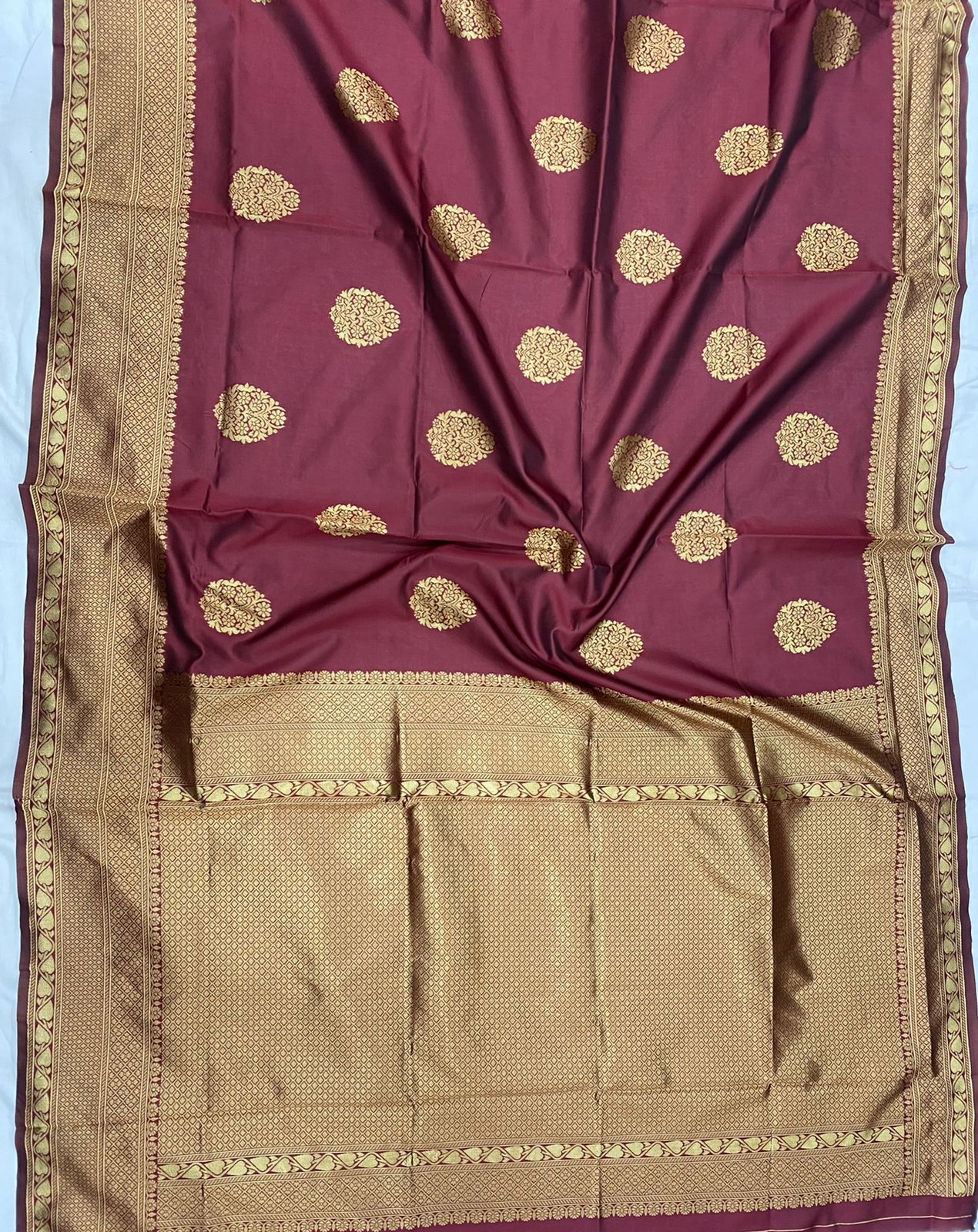 Bridal Collection Lichi Silk Saree with Fancy Zari Work -Wine