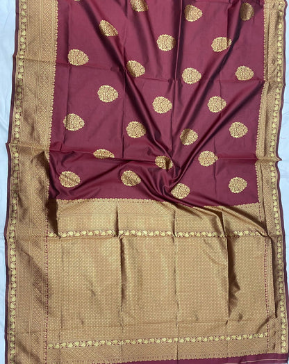 Bridal Collection Lichi Silk Saree with Fancy Zari Work -Wine