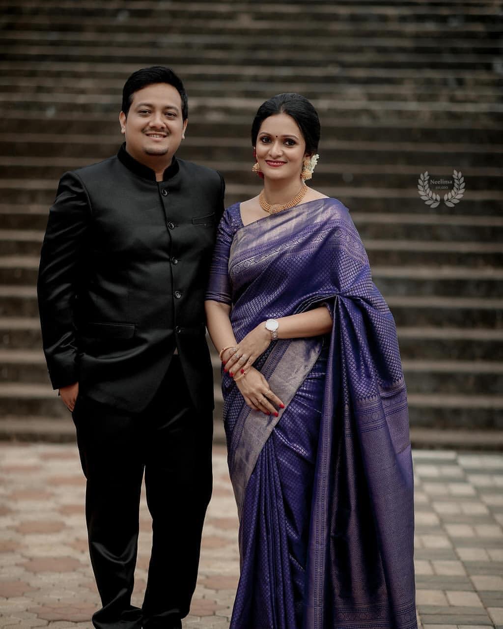 Authentic Lichi Silk Saree with Designer Zari Work - Purple