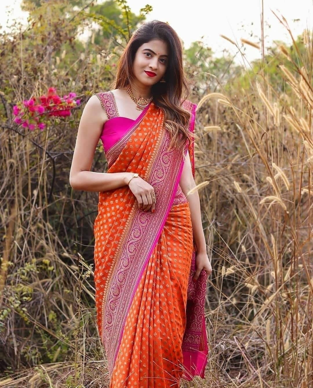 Soft &amp; Stylish Lichi Silk Saree with Elegant Zari Weaving