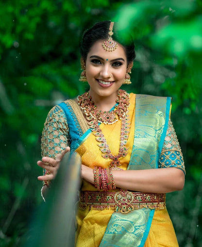 Handwoven Designer Lichi Silk Saree with Traditional Zari