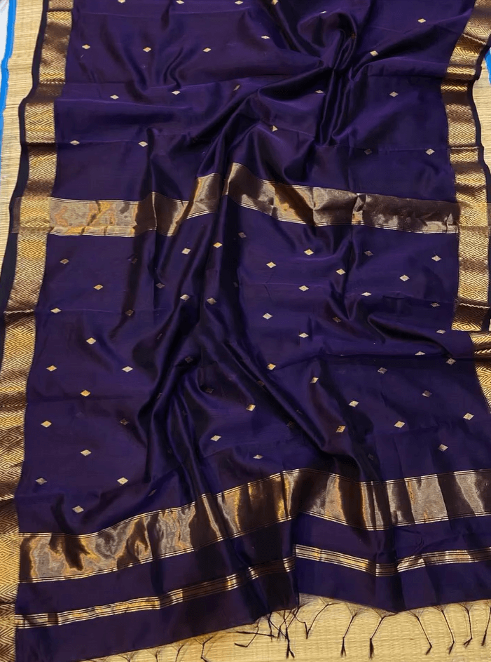 Bollywood Style Purple Cotton Silk Saree With Majestic Blouse Piece