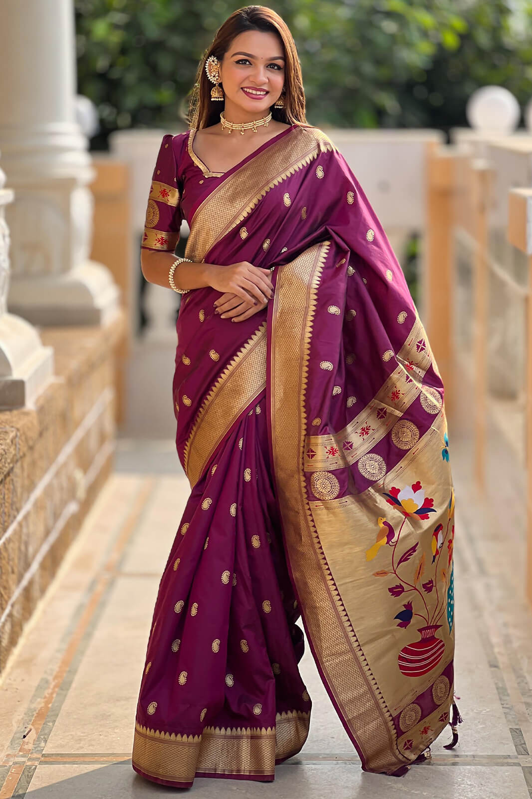 Alluring Purple Paithani Silk Saree With Sonorous Blouse Piece