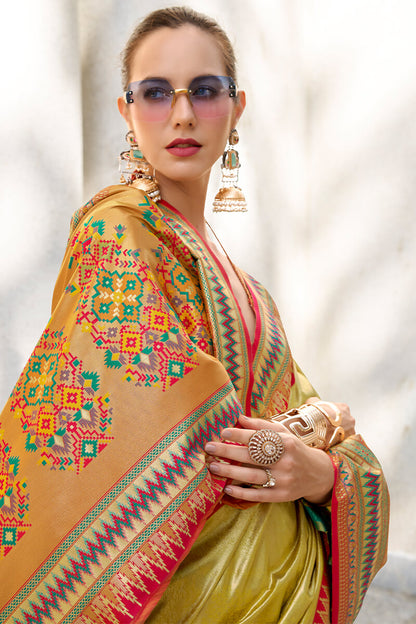 Pulsating Mustard Paithani Silk Saree With Profuse Blouse Piece