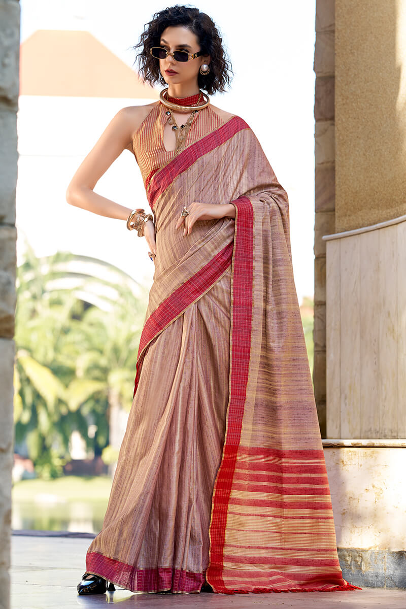Desirable Lavender Cotton Silk Saree With Exquisite Blouse Piece