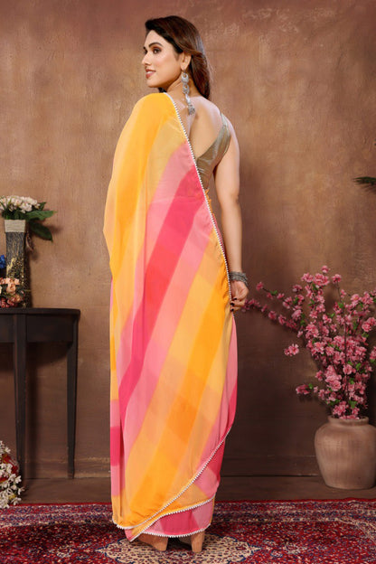 Stunning 1 Minute Ready to Wear Multi Color Georgette Saree for Special Events