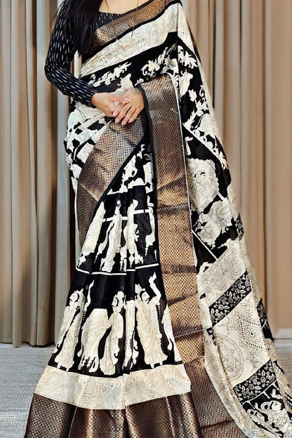 Wonderful Off White Digital Printed Soft Silk Saree With Opulent Blouse Piece