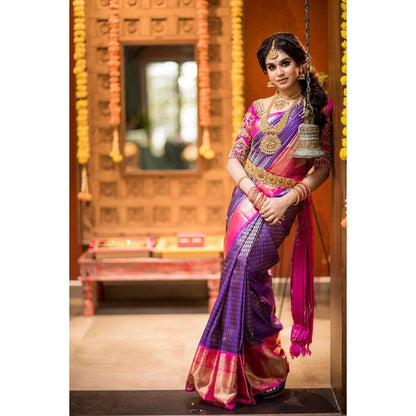 Stylish Purple Soft Silk Saree With Beautiful Blouse Piece