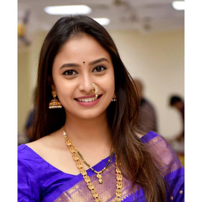 Elegant Saree with Rich Lichi Silk &amp; Designer Zari Work Navy Blue