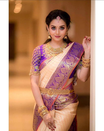 Soft Handloom Lichi Silk Saree with Royal Zari Pattern