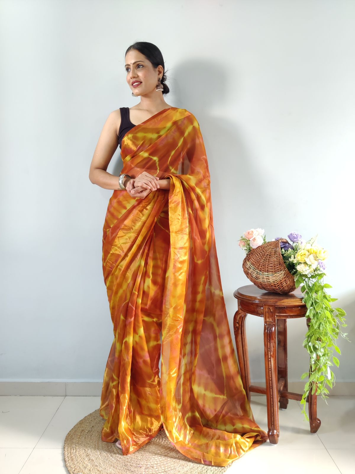 Beautiful 1 Minute Ready to Wear Muster Yellow Georgette Saree
