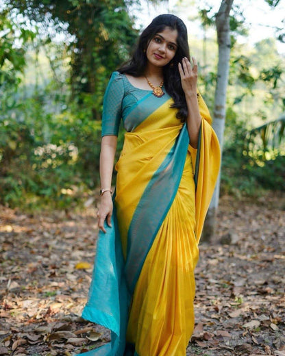 Phenomenal Yellow Soft Silk Saree With Preferable Blouse Piece