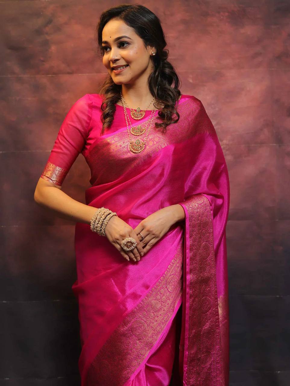 Mesmeric Dark Pink Soft Silk Saree With Fairytale Blouse Piece
