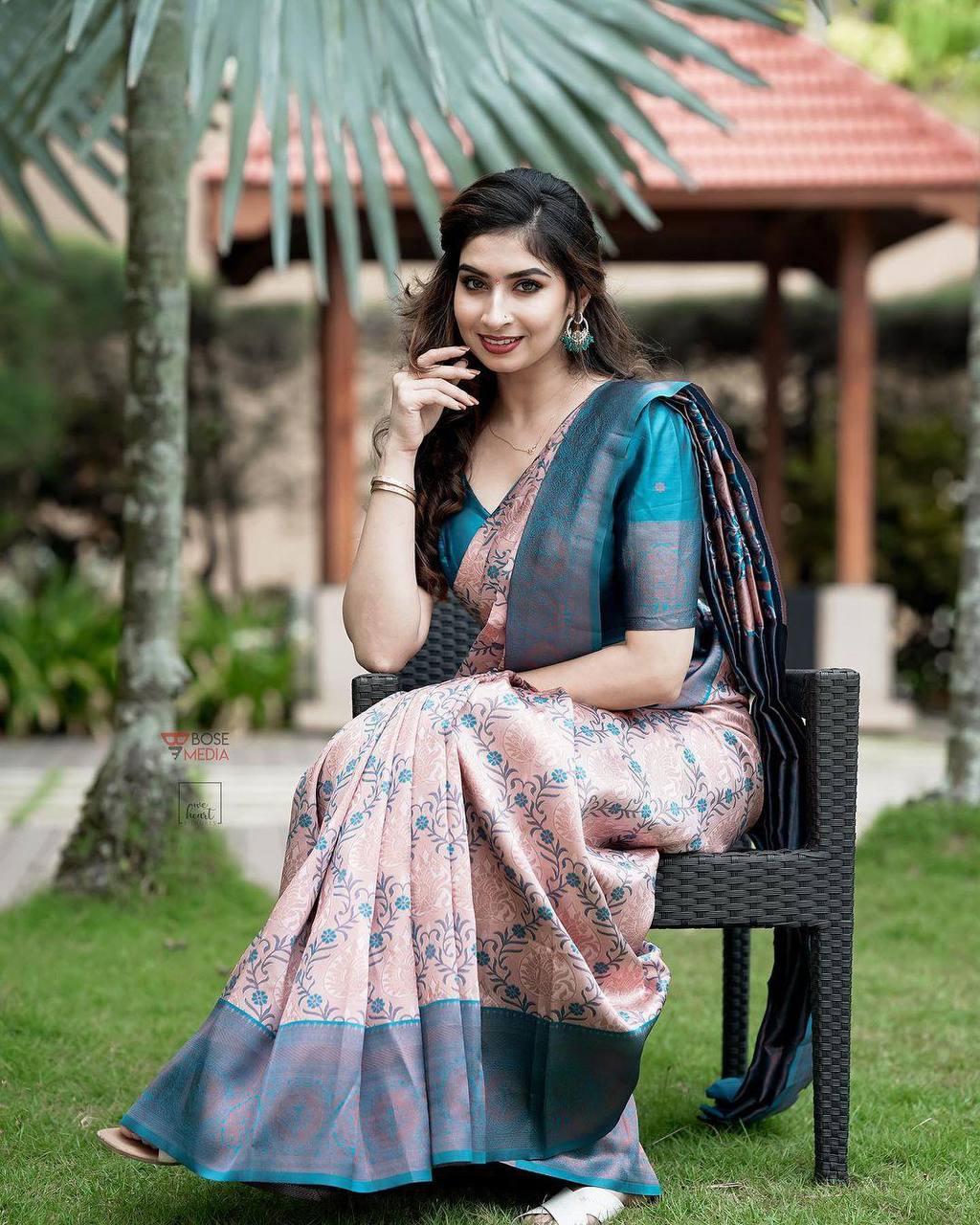 Lovely Peach Soft Silk Saree With Beautiful Blouse Piece