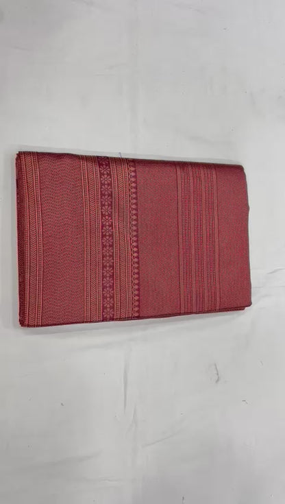 Handcrafted Lichi Silk Saree with Heavy Zari Embroidery Marron