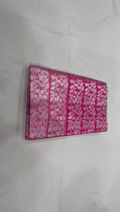 New Trend Lichi Silk Saree with Intricate Zari Weaving pink