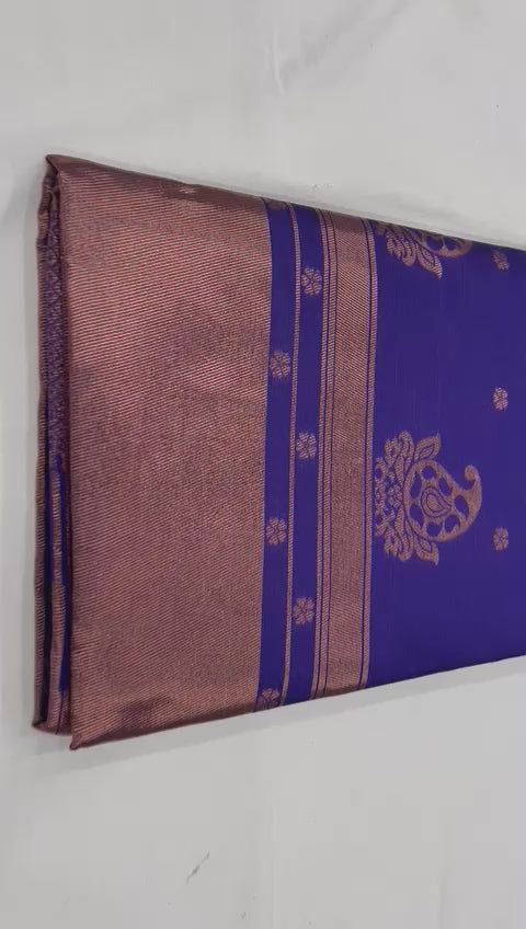 Elegant Saree with Rich Lichi Silk &amp; Designer Zari Work Navy Blue