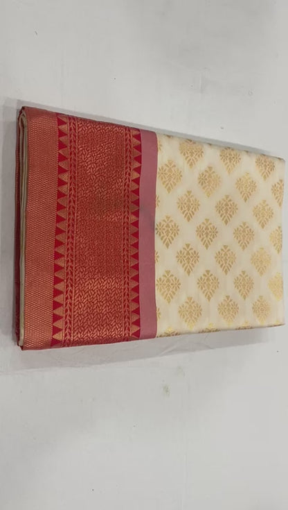 Elegant Wedding Lichi Silk Saree with Zari Woven Design