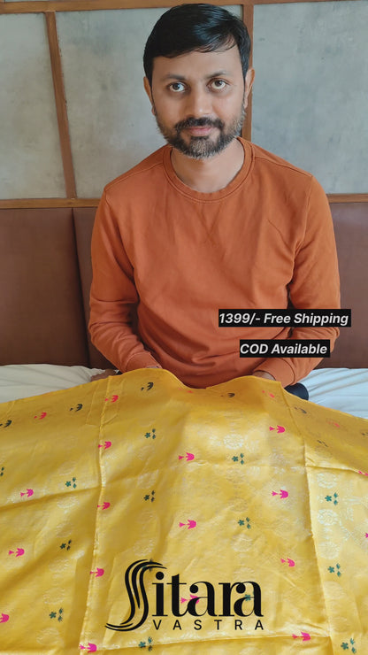 Luxury Yellow Soft Silk Saree With Angelic Blouse Piece