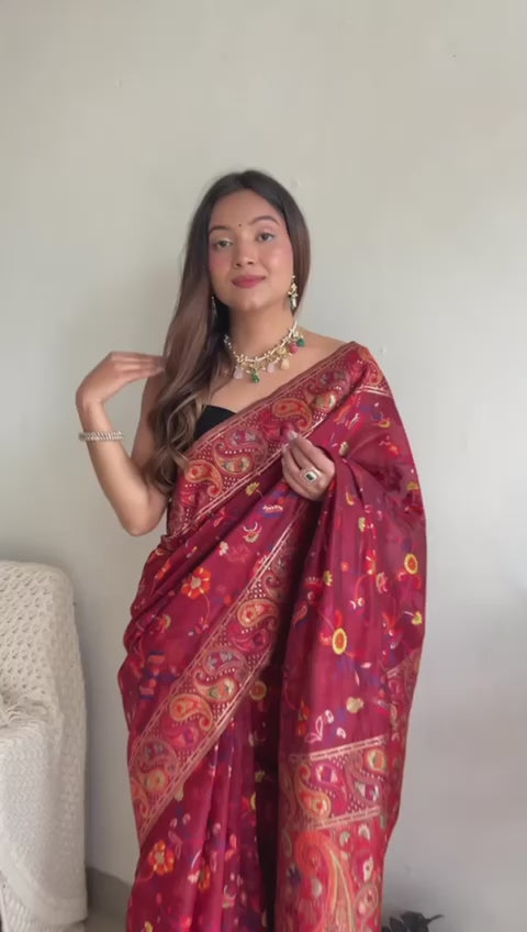 Festive Wear Banarasi Saree in Pure Soft Silk Red