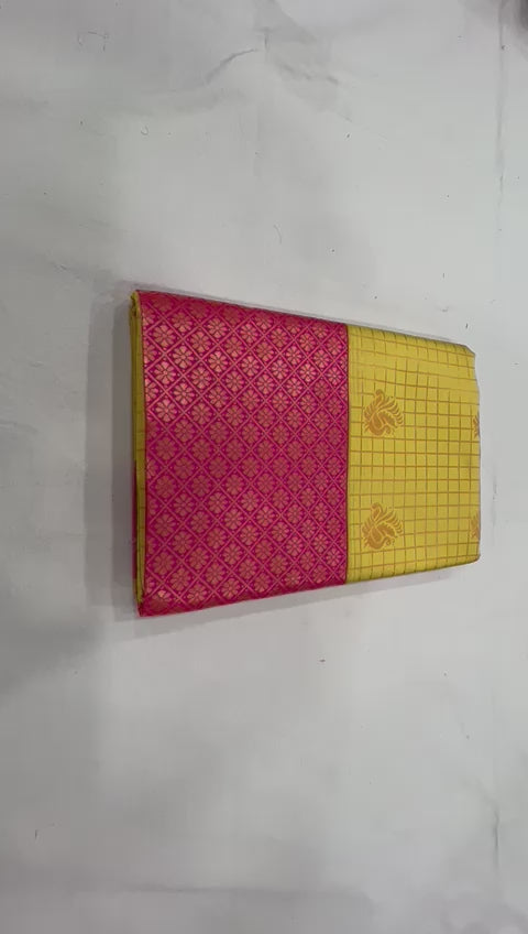 Affordable Festive Wear Lichi Silk Saree with Exclusive Zari meit Yellow