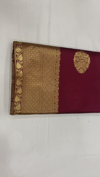 Bridal Collection Lichi Silk Saree with Fancy Zari Work -Wine
