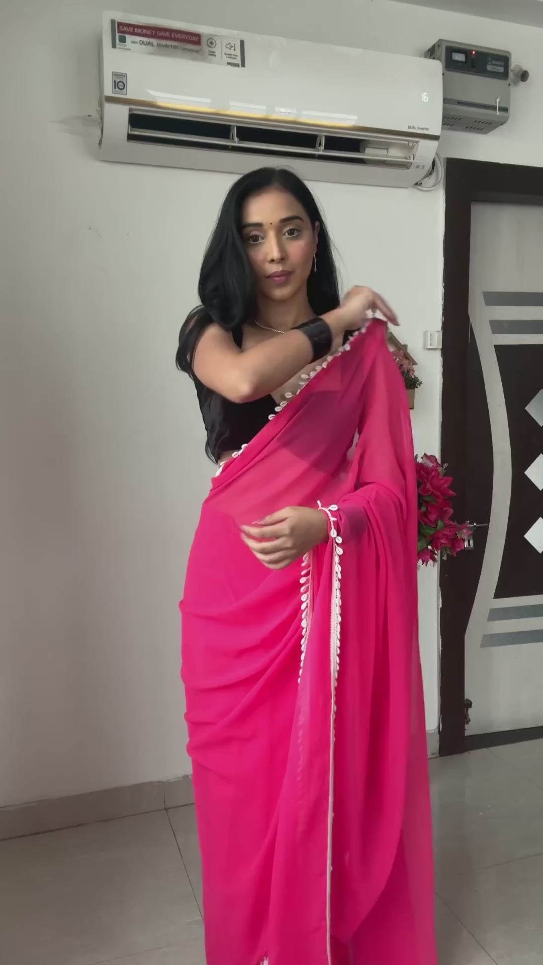 Gorgeous 1 Minute Ready to Wear Black Georgette Saree