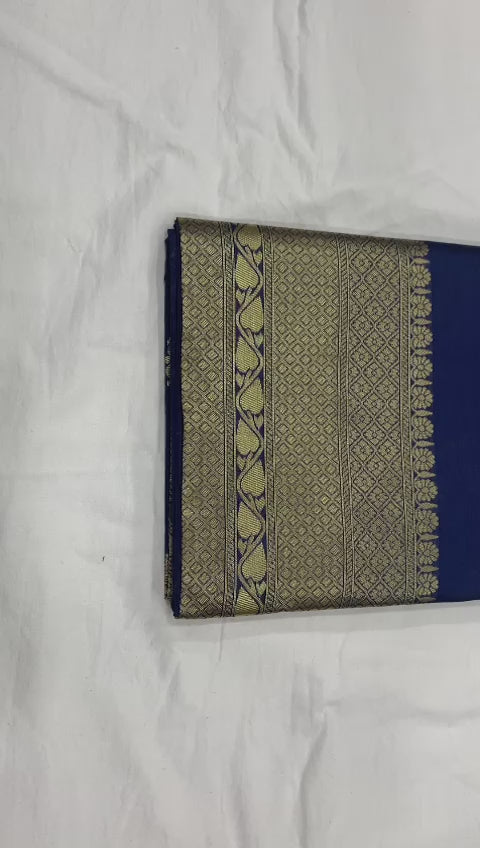 Bridal Collection Lichi Silk Saree with Fancy Zari Work -Blue
