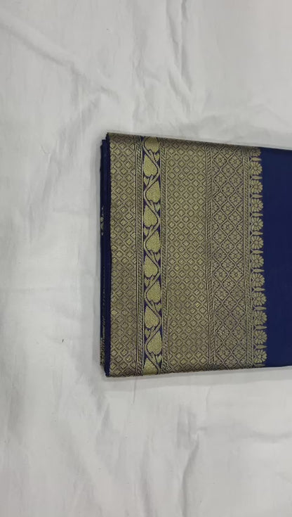 Bridal Collection Lichi Silk Saree with Fancy Zari Work -Blue