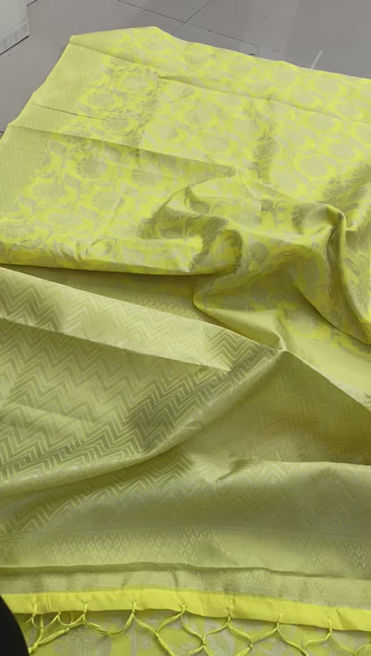 Latest Lichi Silk Saree with Golden Zari Weaving