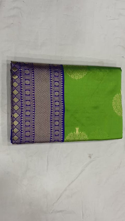Affordable Green Lichi Silk Saree with Stunning Zari Detailing Blouse Peace