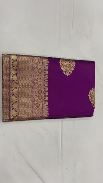 Bridal Collection Lichi Silk Saree with Fancy Zari Work Purple